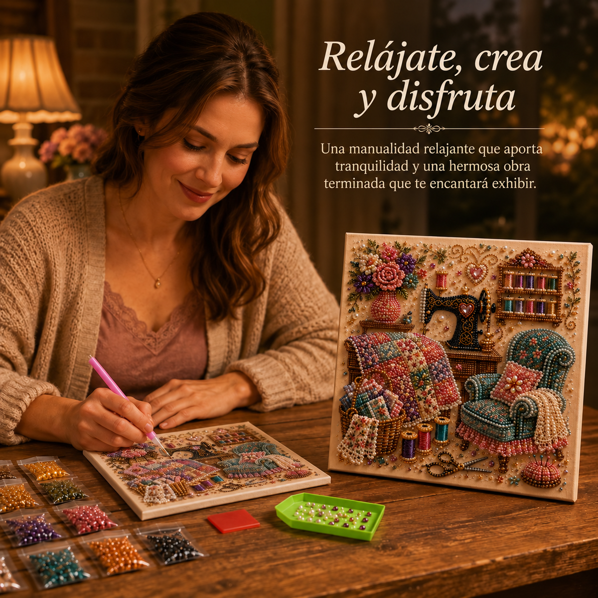 🔥Último día: compre 1 y lleve 1 gratis · MX$459.99 c/u · Kit de arte en diamantes 3D para rincones creativos acogedores