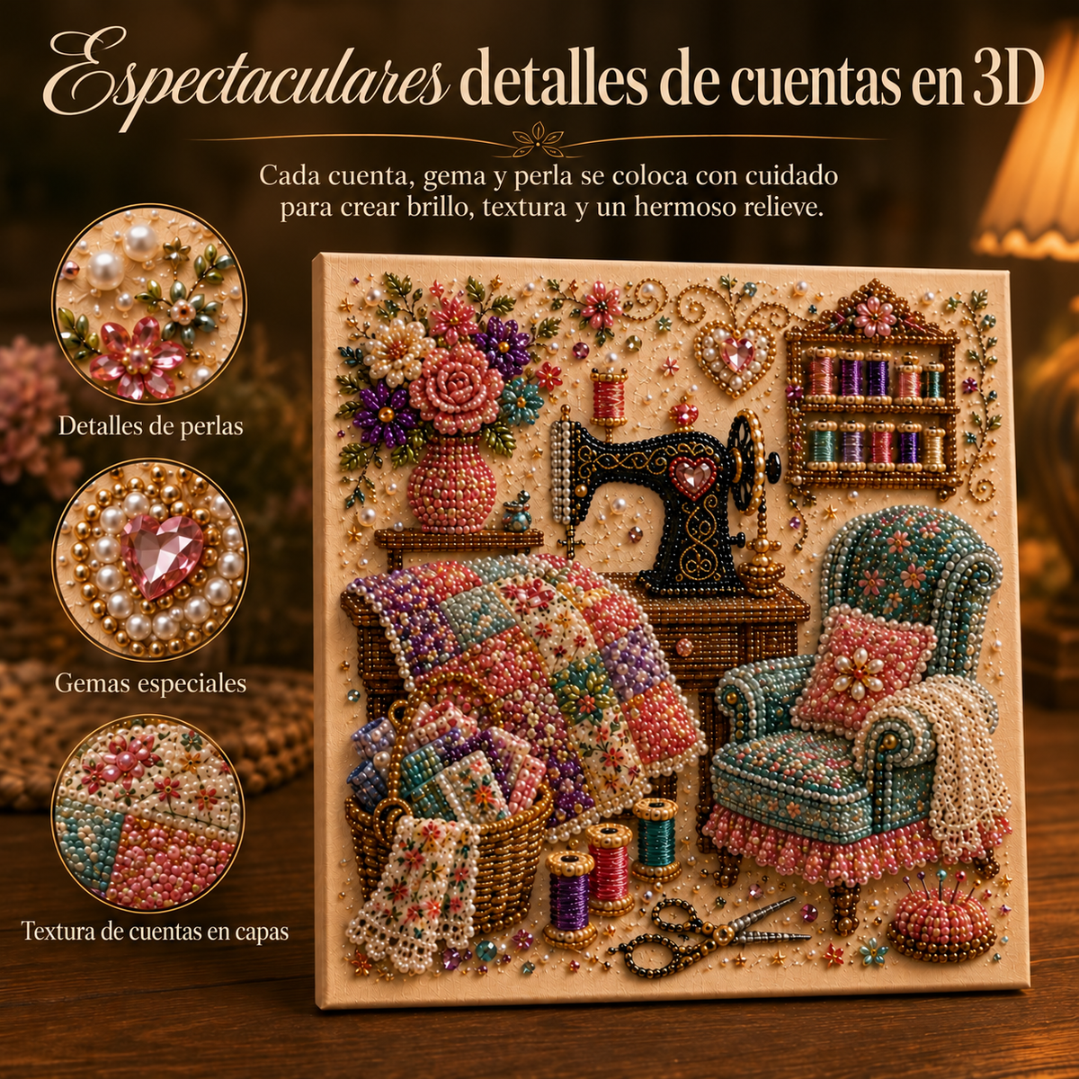 🔥Último día: compre 1 y lleve 1 gratis · MX$459.99 c/u · Kit de arte en diamantes 3D para rincones creativos acogedores
