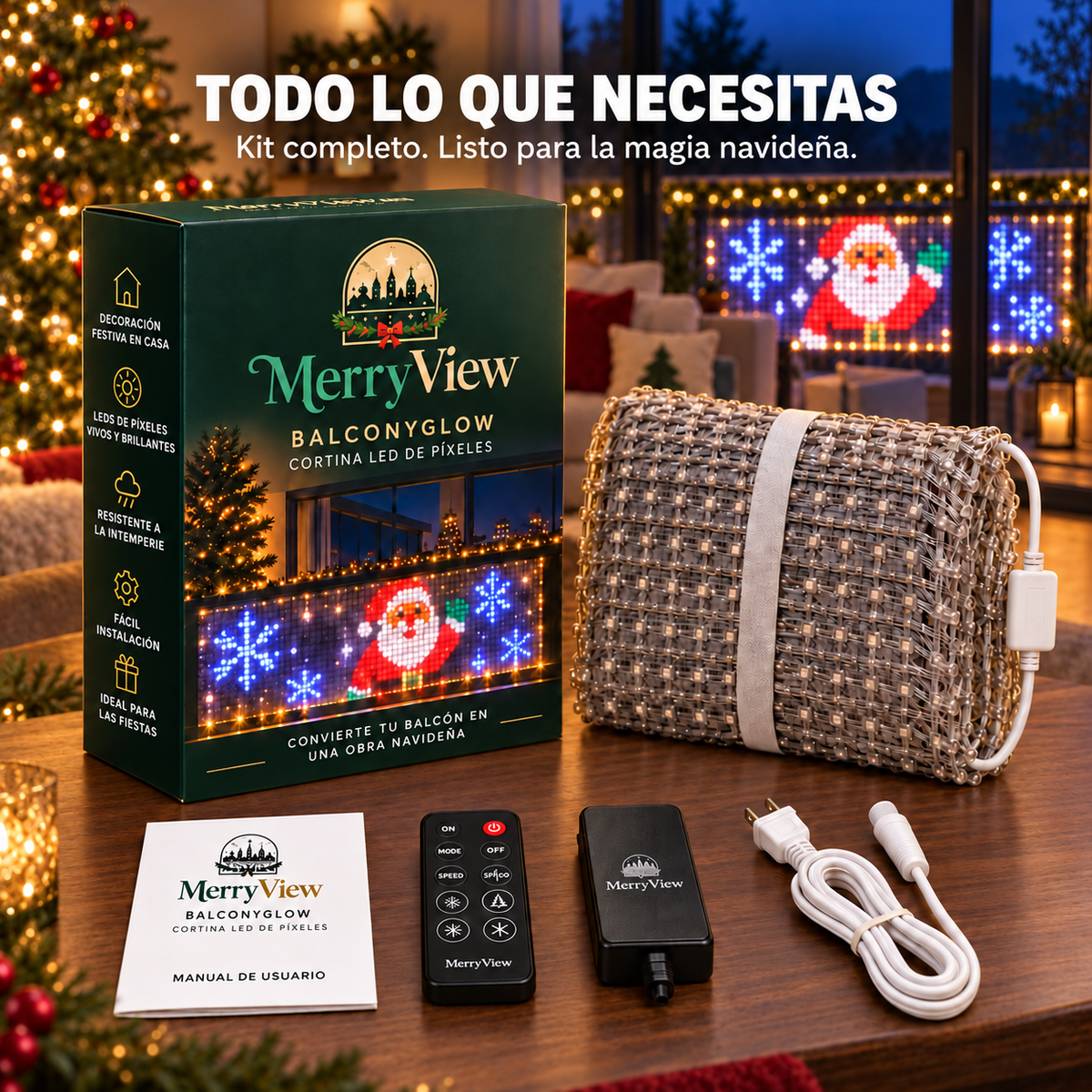 GlowCurtain: cortina decorativa de luces navideñas