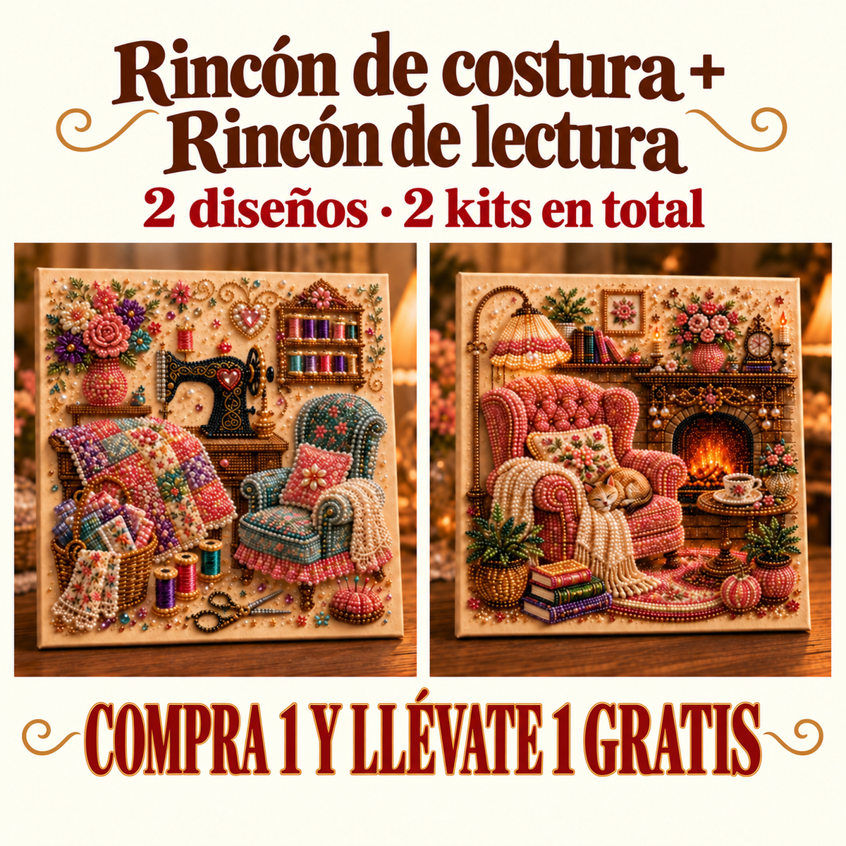 🔥Último día: compre 1 y lleve 1 gratis · MX$459.99 c/u · Kit de arte en diamantes 3D para rincones creativos acogedores