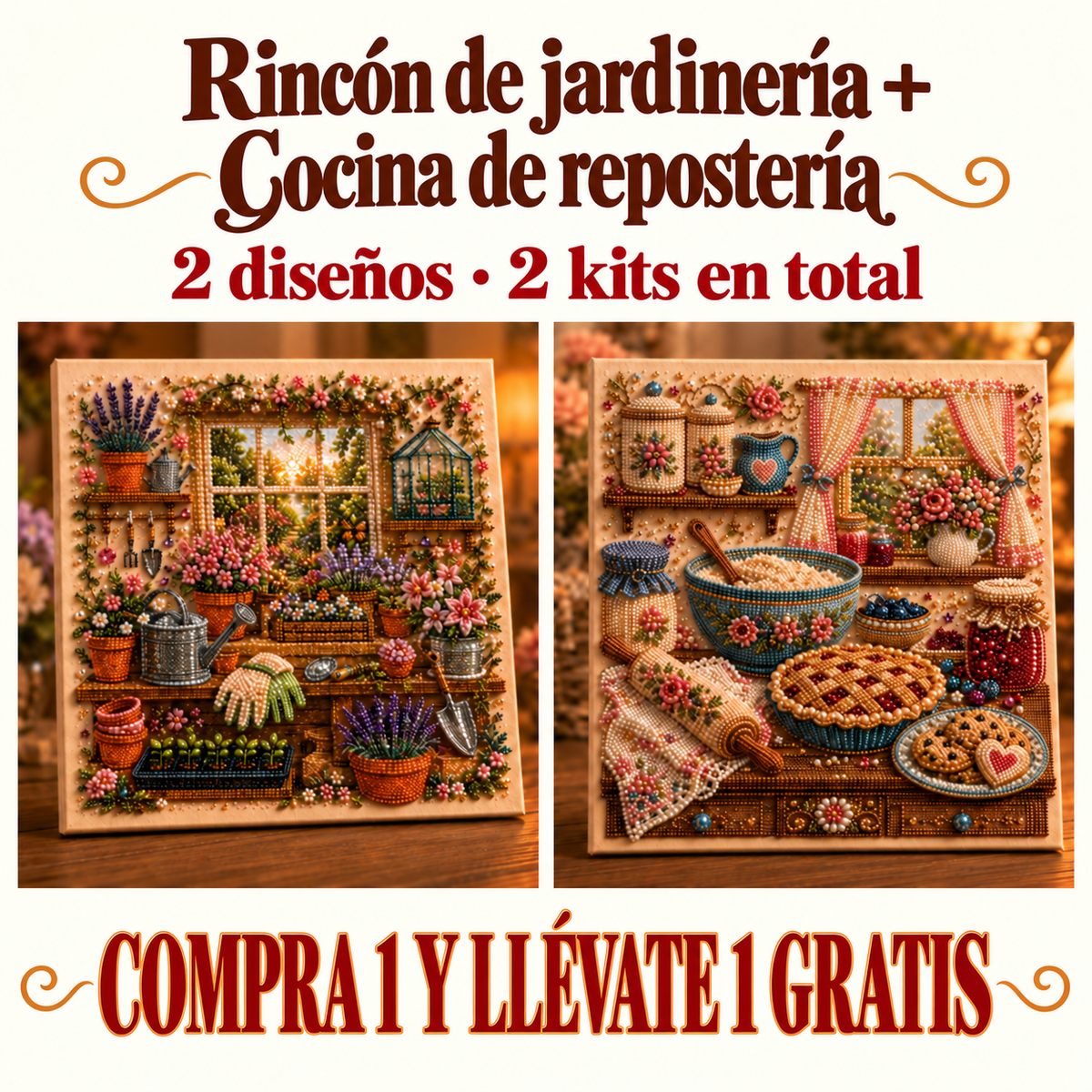 🔥Último día: compre 1 y lleve 1 gratis · MX$459.99 c/u · Kit de arte en diamantes 3D para rincones creativos acogedores