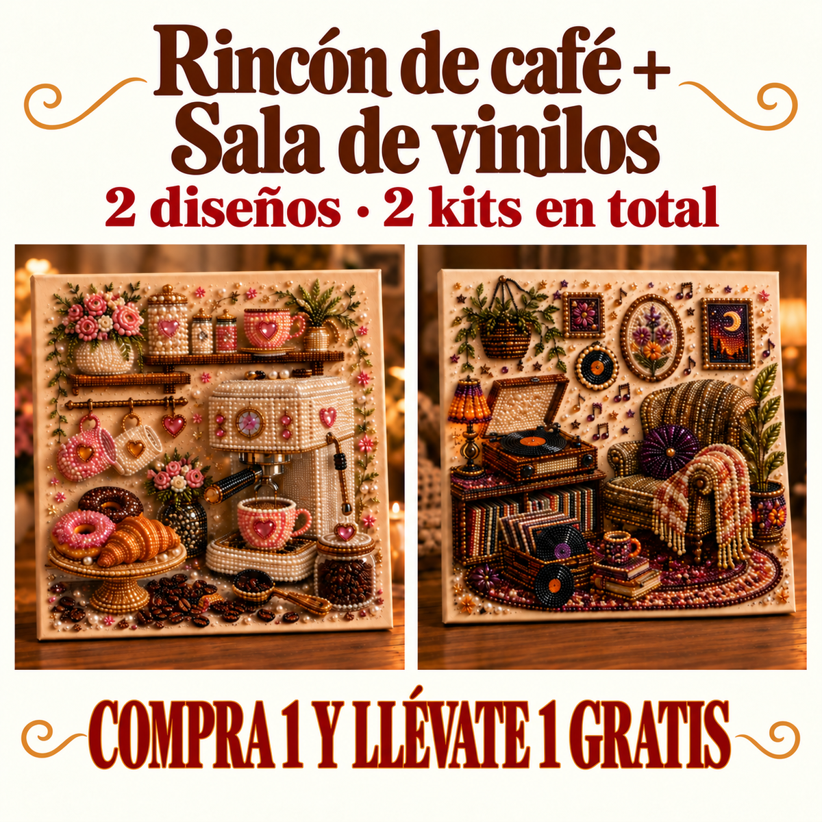 🔥Último día: compre 1 y lleve 1 gratis · MX$459.99 c/u · Kit de arte en diamantes 3D para rincones creativos acogedores