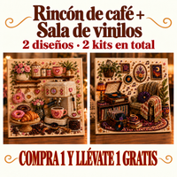 ☕ Rincón de café en rosa + 🎵 Cuarto de discos retro