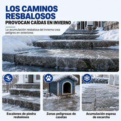 Spray deshielante y derretidor de nieve para exteriores: seguro para mascotas, disuelve la escarcha al contacto. Despeja escalones, caminos y patios rápidamente