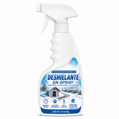 Spray deshielante y derretidor de nieve para exteriores: seguro para mascotas, disuelve la escarcha al contacto. Despeja escalones, caminos y patios rápidamente