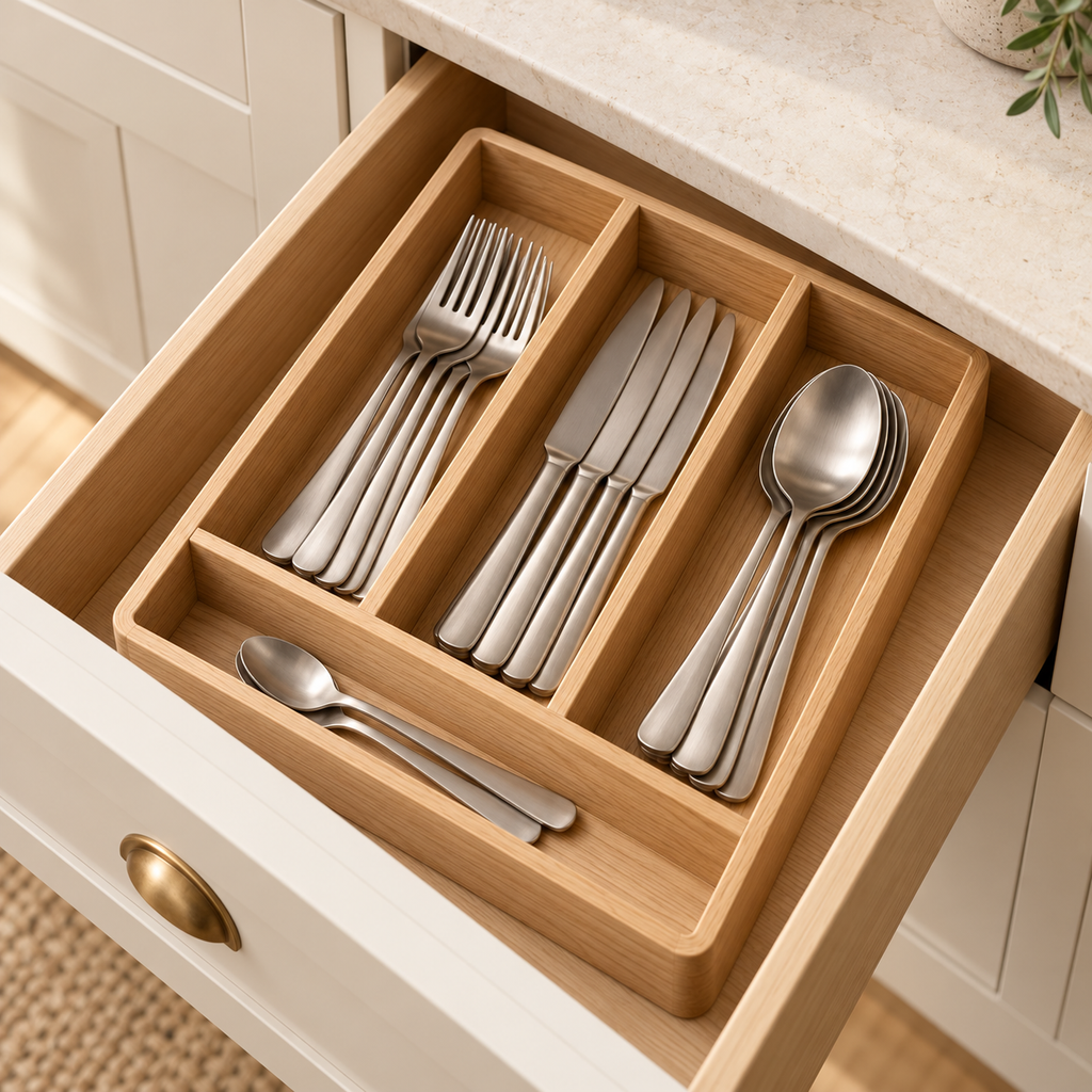 Grove Cutlery Tray — styled room view